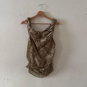 MANGO Velvet Burnout Off Shoulder Top